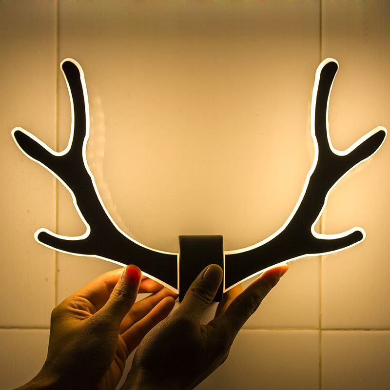 Metallic Antler Sconce Lamp Artistic LED Wall Mounted Lighting Fixture for Bedroom