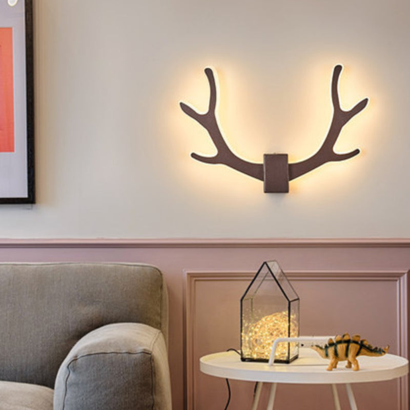Metallic Antler Sconce Lamp Artistic LED Wall Mounted Lighting Fixture for Bedroom