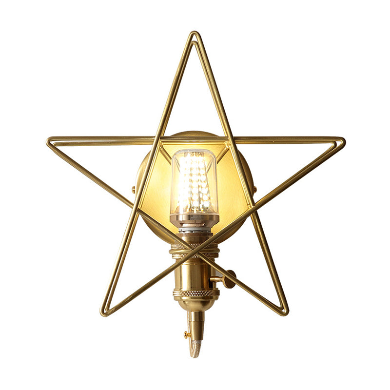Eisendrahtstern Wandleuchte Leuchte minimalist 1 Kopf Schlafzimmer Wandlampe in Gold