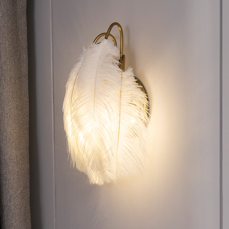 Feather Shaded Wall Mount Light Minimalist Wall Sconce Light Fixture for Living Room