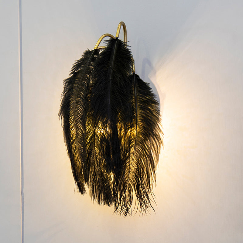 Feather Shaded Wall Mount Light Minimalist Wall Sconce Light Fixture for Living Room