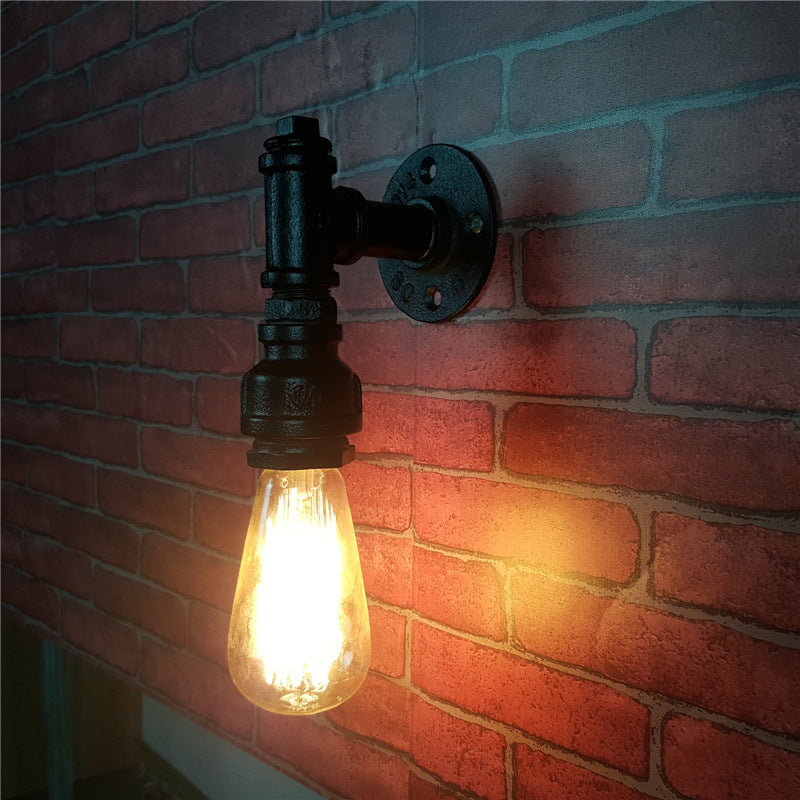 Industrial Pipe Socket Wall Light Single Metal Sconce Light Fixture for Corridor
