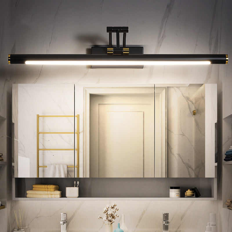 Minimalist Tube Shaped Vanity Light Fixture Acrylic LED Wall Mount Lamp with 3-Joint Swing Arm