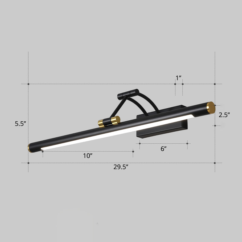 Minimalist Tube Shaped Vanity Light Fixture Acrylic LED Wall Mount Lamp with 3-Joint Swing Arm