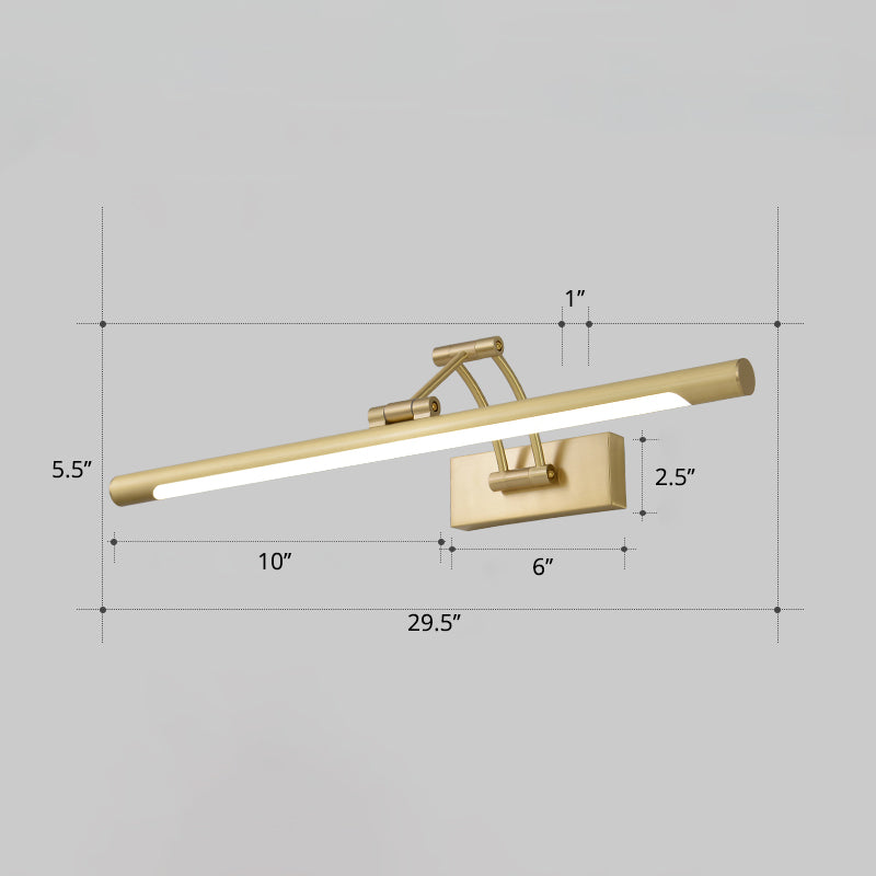 Minimalist Tube Shaped Vanity Light Fixture Acrylic LED Wall Mount Lamp with 3-Joint Swing Arm