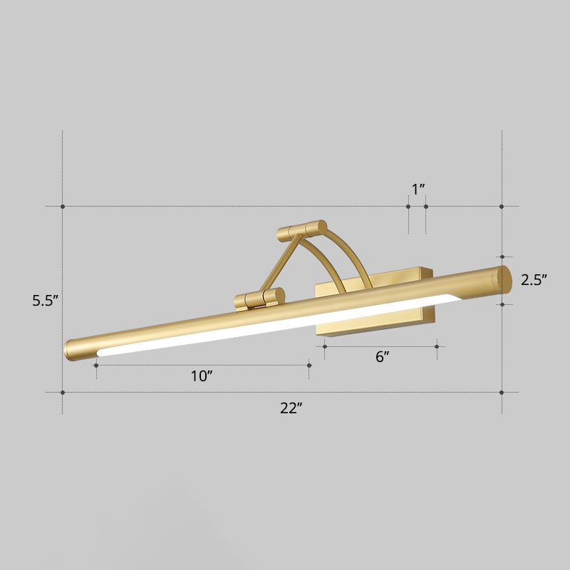 Minimalist Tube Shaped Vanity Light Fixture Acrylic LED Wall Mount Lamp with 3-Joint Swing Arm