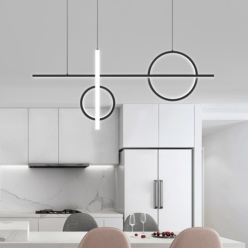Crossed Island Pendant Light Novelty Minimalist Acrylic Black LED Suspension Light