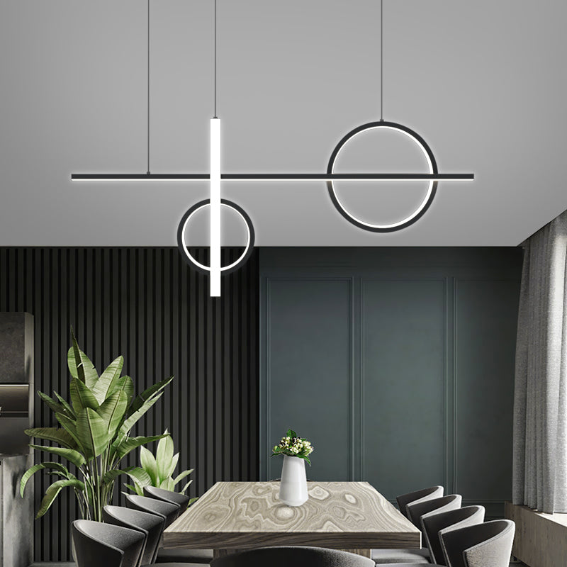 Crossed Island Pendant Light Novelty Minimalist Acrylic Black LED Suspension Light