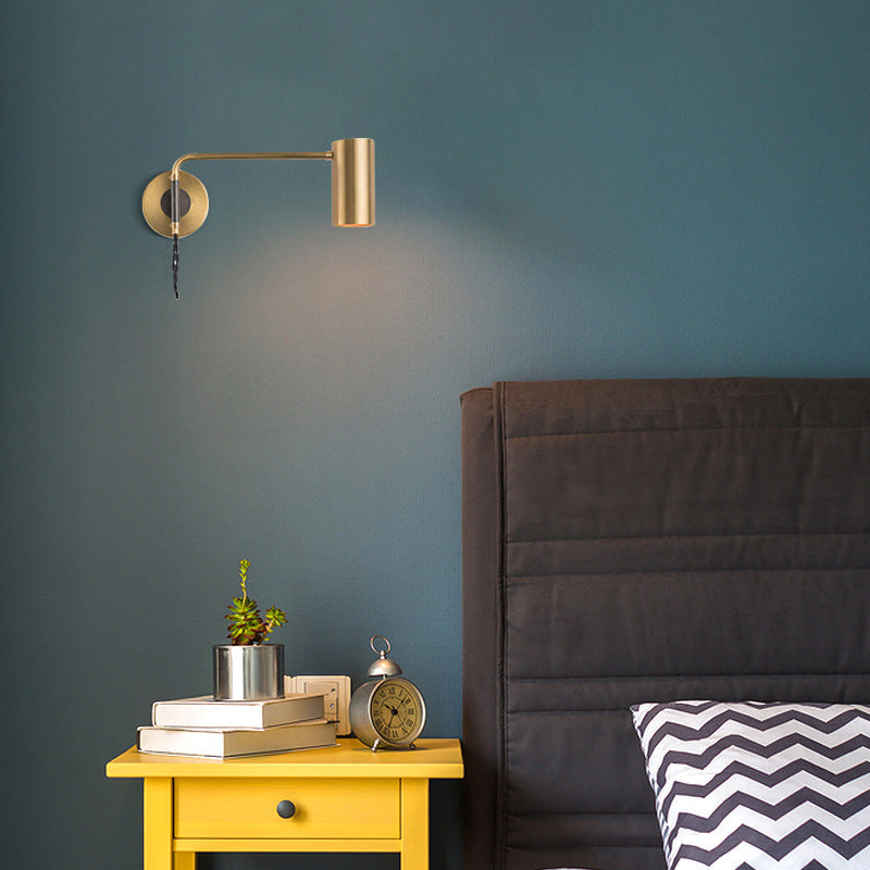 Lámpara de pared de lectura tubular ajustable metal minimalista de 1 luces de noche