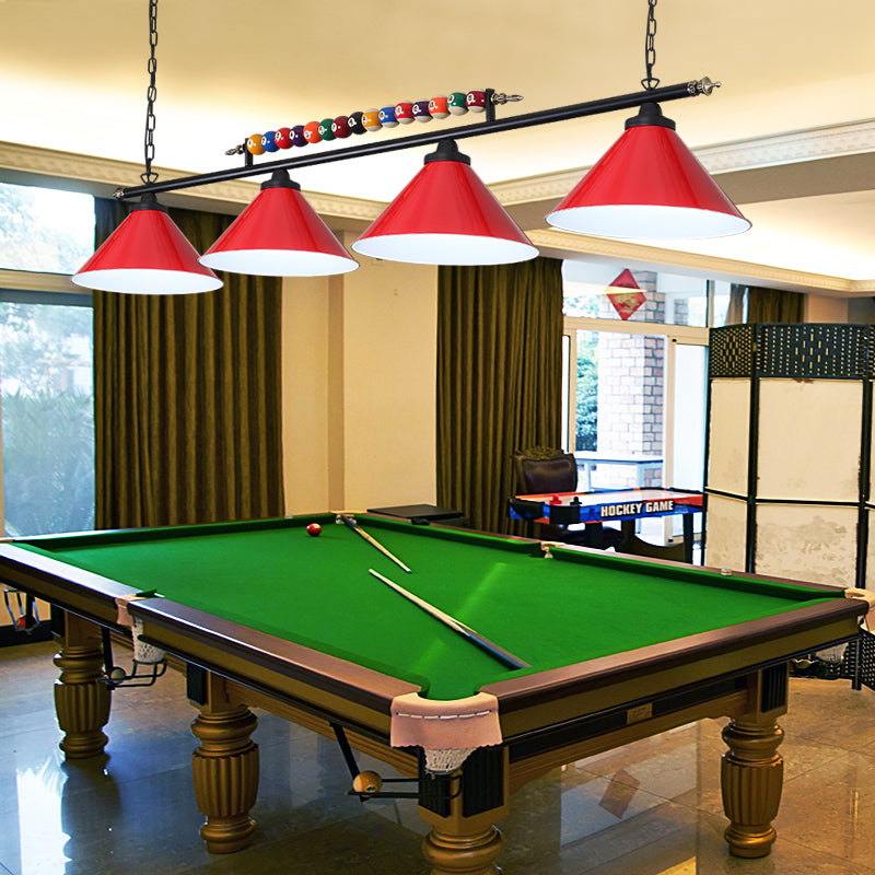 Conical Shade Billiard Lamp Industrial Style Metal Country Club Island Light with Rolled Edge