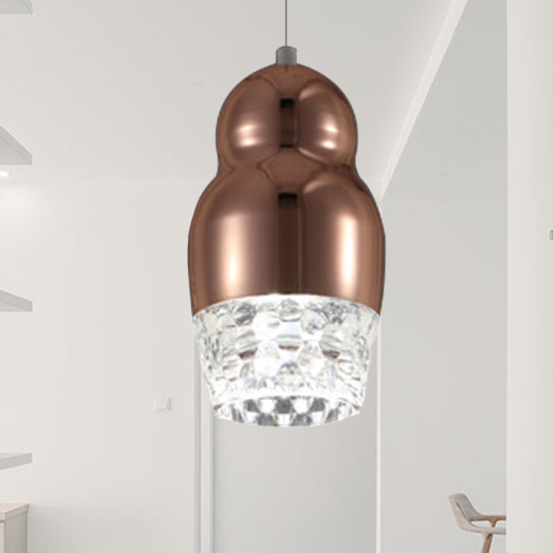 1/3 Heads Metal Pendant Lamp with Gourd Shade Postmodern Chrome/Gold/Rose Gold Suspended Pendant Light for Bar in Warm/White