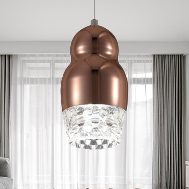 1/3 Heads Metal Pendant Lamp with Gourd Shade Postmodern Chrome/Gold/Rose Gold Suspended Pendant Light for Bar in Warm/White