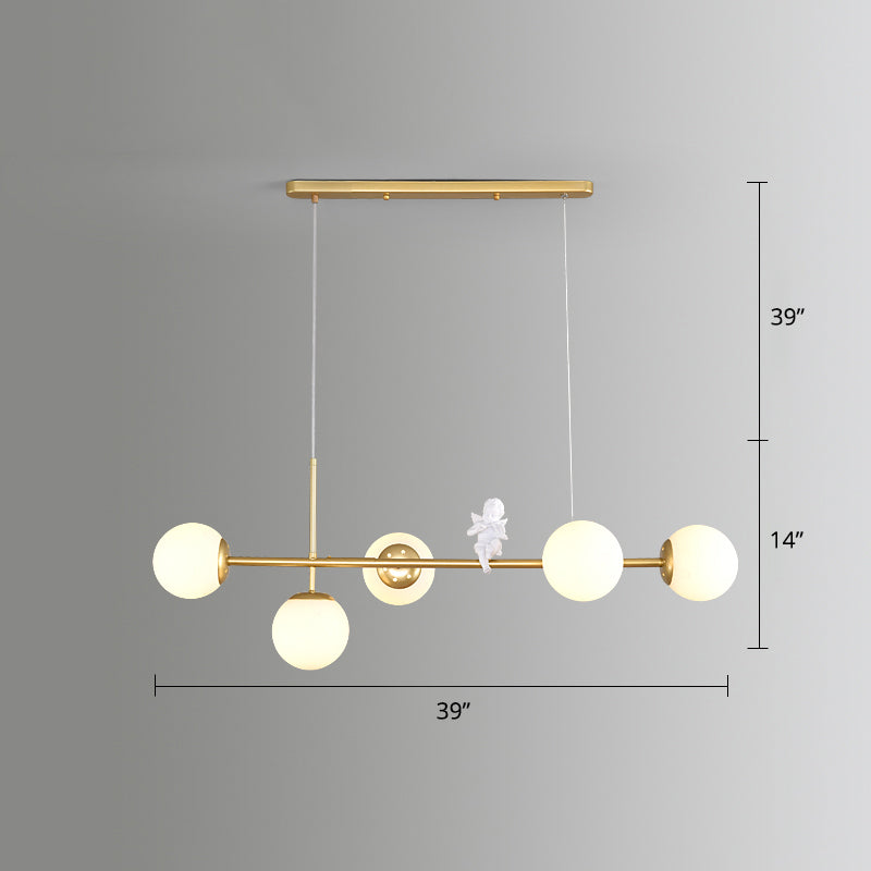 Modo Island Light Postmodern Glass 5-Light Suspended Lighting Fixture for Restaurant