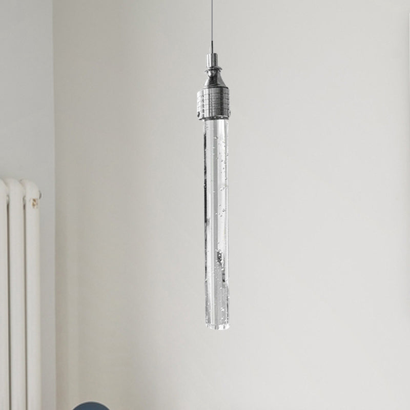 Lámpara colgante en forma de tubo Modern Clear Bubble Crystal 1 Light Suspension Colgante en luz cálida/blanca para sala de estar de bar