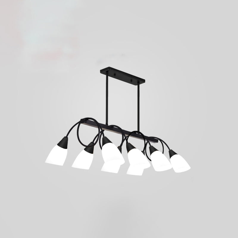 White Glass Tulip Suspension Light Modernist Island Ceiling Light for Dining Room