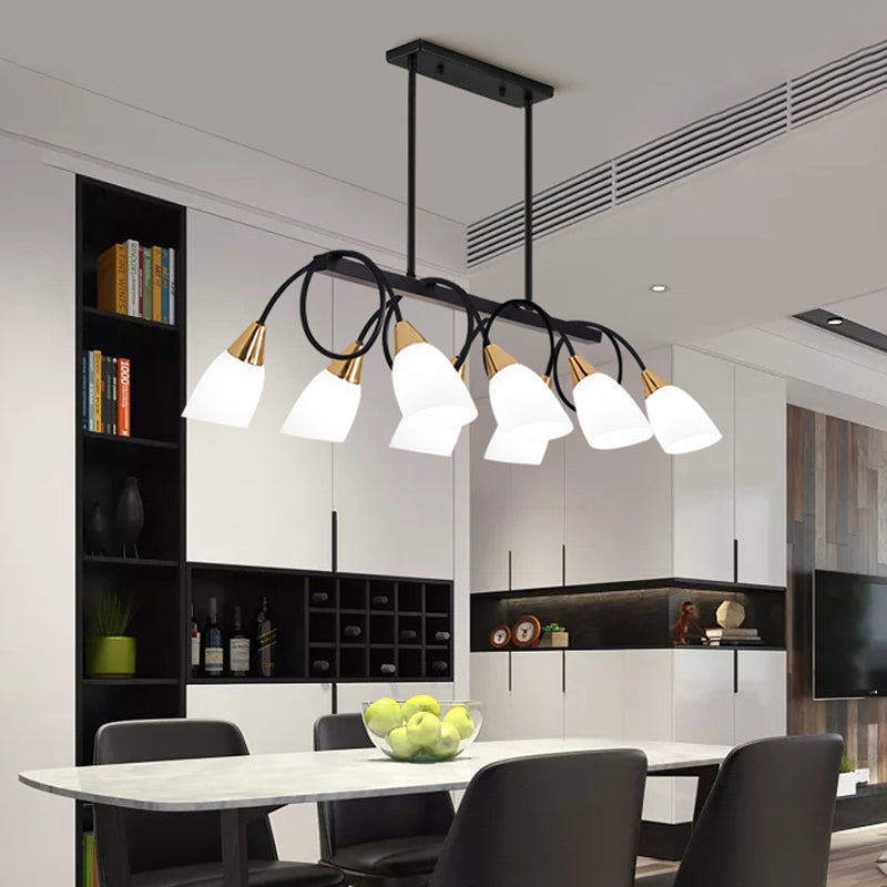 White Glass Tulip Suspension Light Modernist Island Ceiling Light for Dining Room