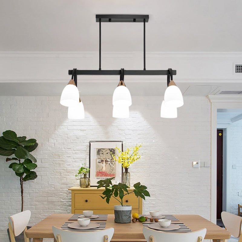 White Glass Tulip Suspension Light Modernist Island Ceiling Light for Dining Room