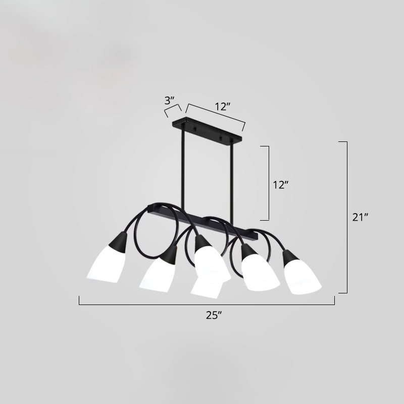 White Glass Tulip Suspension Light Modernist Island Ceiling Light for Dining Room