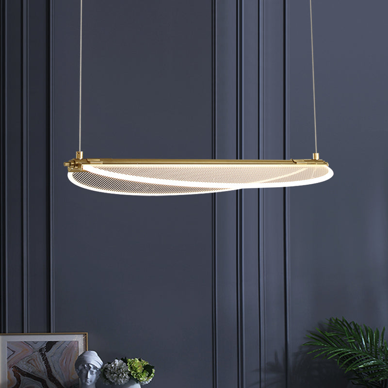 Folding Island Light Minimalistic Acrylic Dining Room Suspension Pendant Light in Gold
