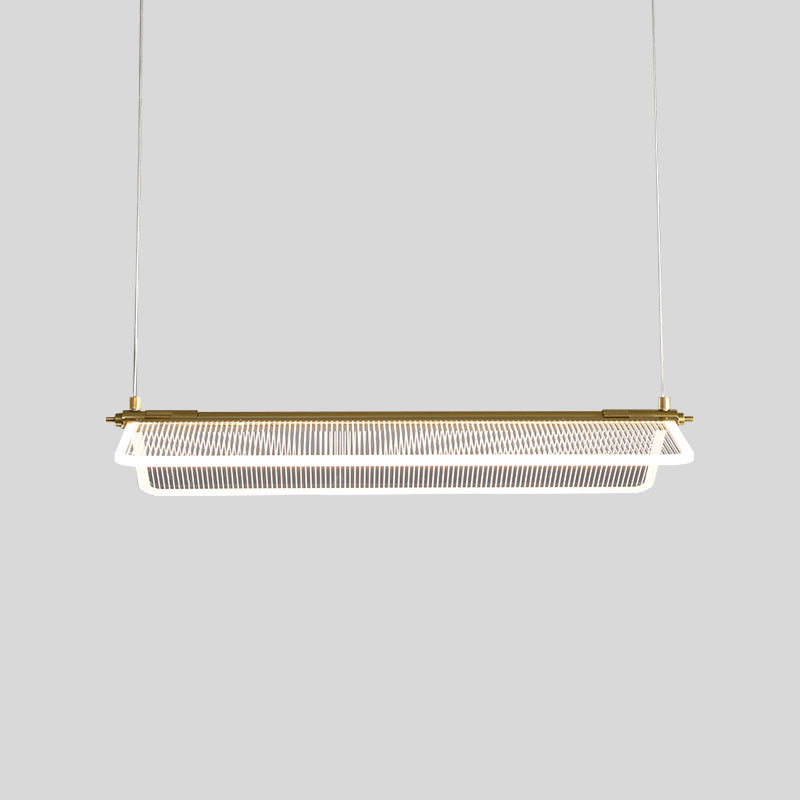 Folding Island Light Minimalistic Acrylic Dining Room Suspension Pendant Light in Gold