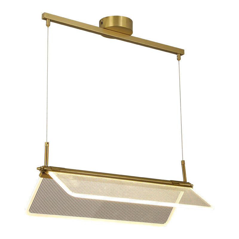 Folding Island Light Minimalistic Acrylic Dining Room Suspension Pendant Light in Gold