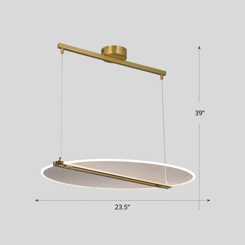 Folding Island Light Minimalistic Acrylic Dining Room Suspension Pendant Light in Gold