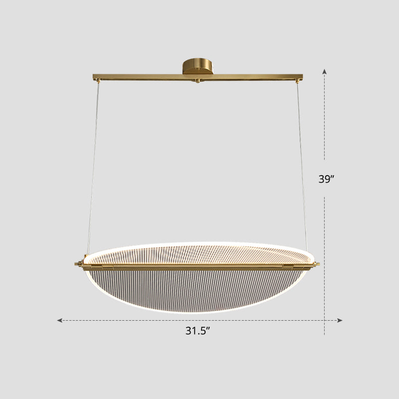 Folding Island Light Minimalistic Acrylic Dining Room Suspension Pendant Light in Gold