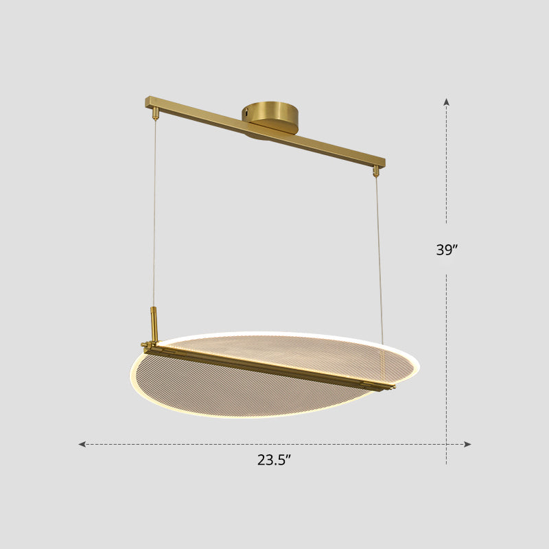 Folding Island Light Minimalistic Acrylic Dining Room Suspension Pendant Light in Gold