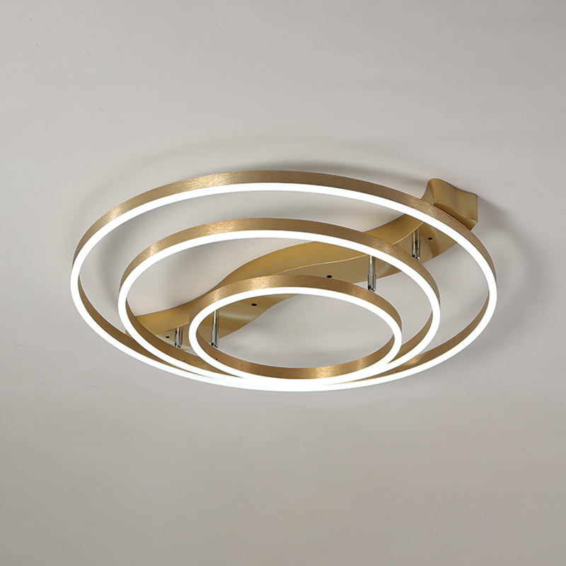 Brass multi-ring flushmount licht eenvoud led metalen plafond spoellicht voor woonkamer