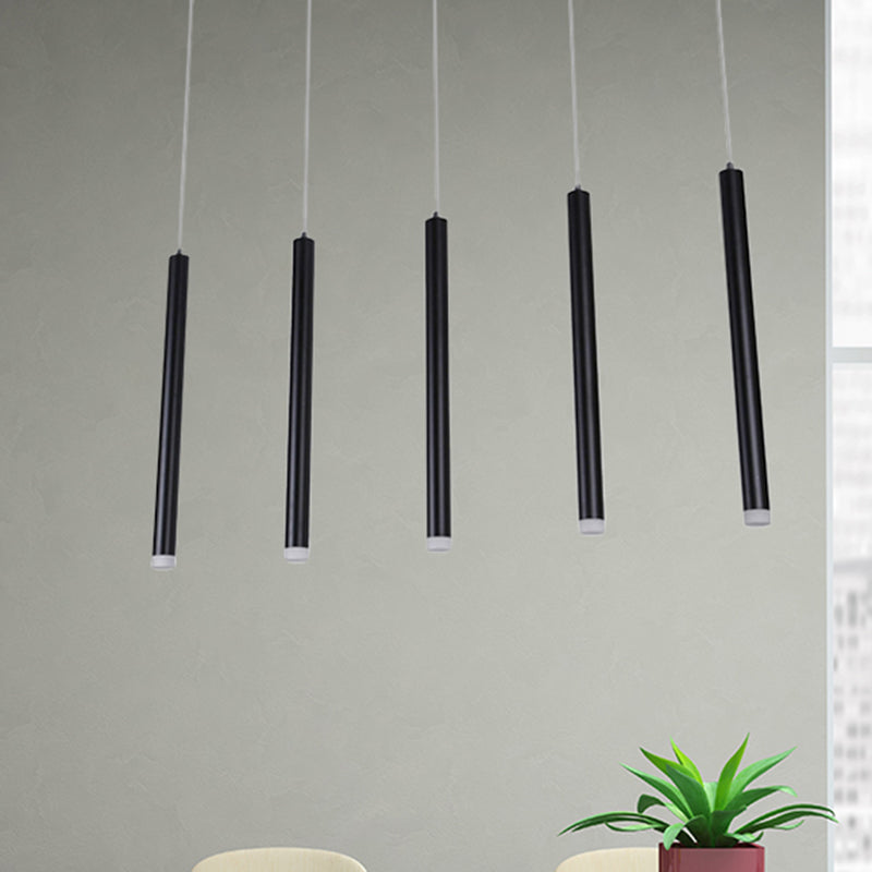 Black Pipe Pendant Lighting Modern 5/16 Lights Metal Cluster Pendant Light with Linear/Round/Rectangle Canopy in Warm/White