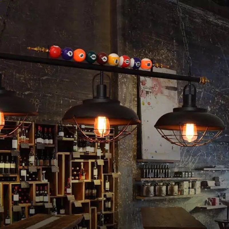 Bowl Shade Billiards Light Industrial Style Metal Island Light Fixture for Restaurant