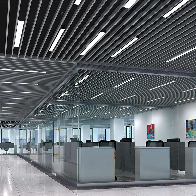 Rectangular Flush Mount Recessed Lighting Modern Aluminum Office Ceiling Light in Black