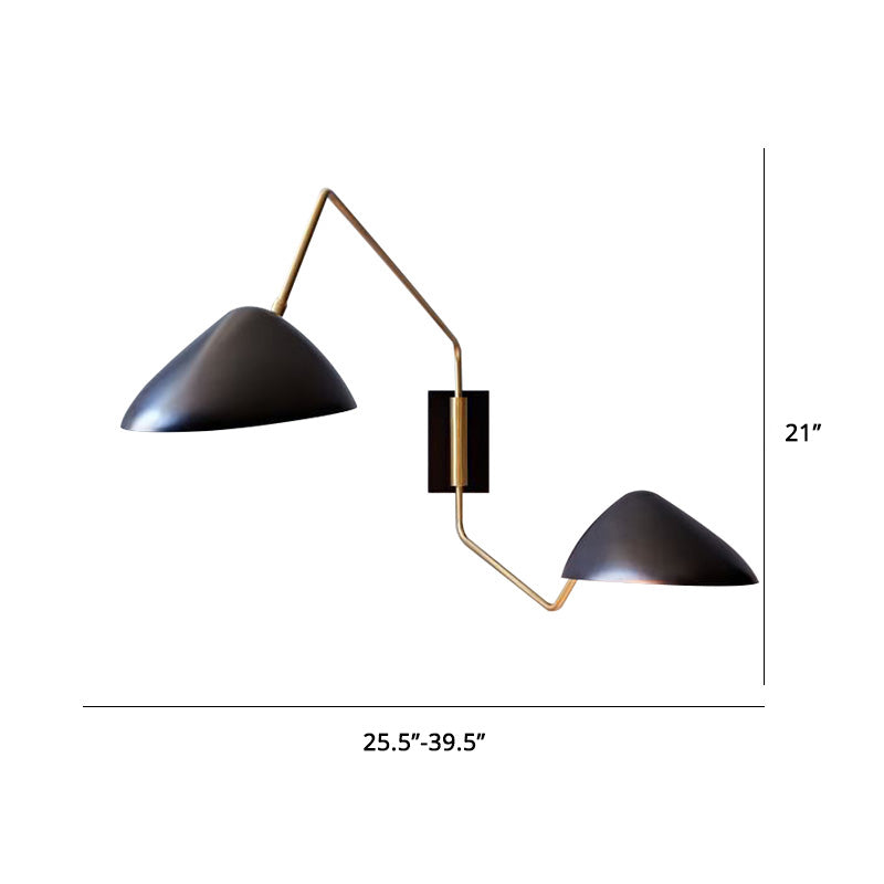 Metal Duckbill Reading Wall Light Designer 2-Bulb Schwarze Wandleuchten mit Schwungarm