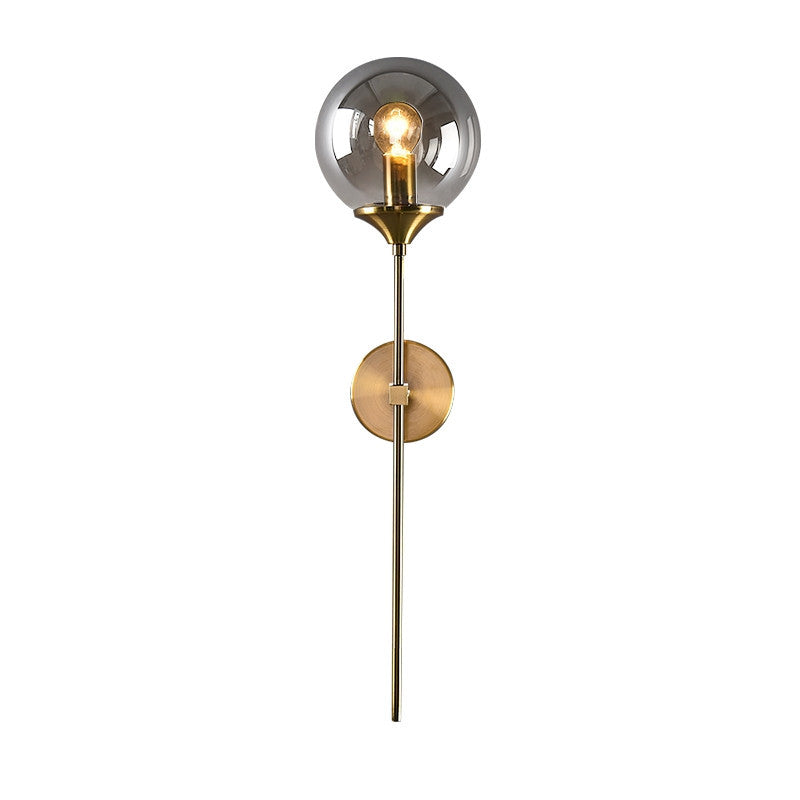 Messing potloodarm wandlamp postmodern 1 kop metalen sconce licht met kogelglasschaduw