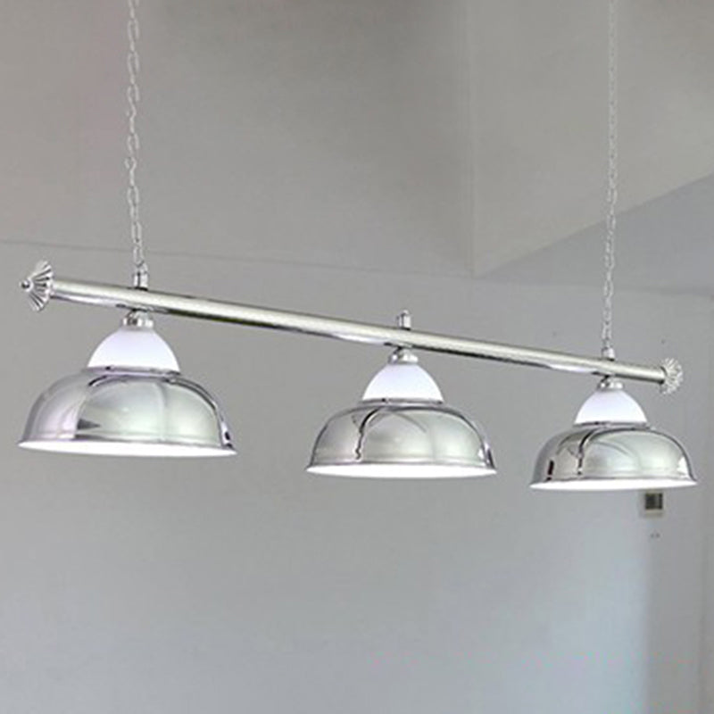 Metal Mirrored Bowl Island Pendant Light Industrial Billiard Room Suspended Lighting Fixture