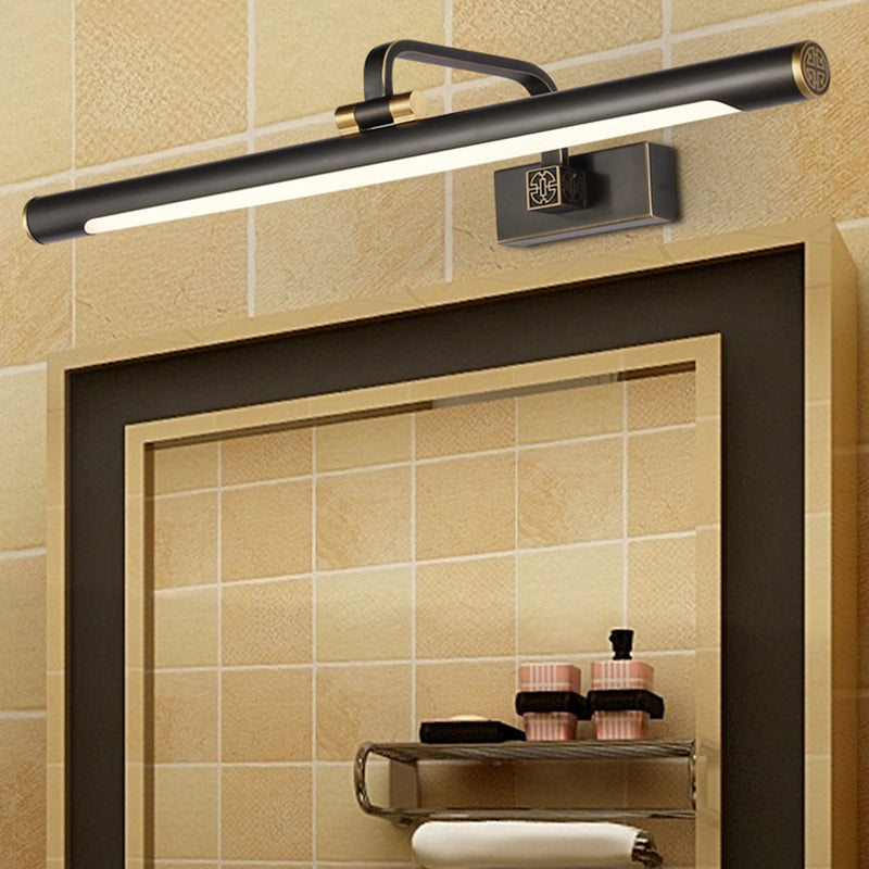 Luce a specchio vanity a LED tubolare tradizionale seme di illuminazione da parete regolabile in metallo nero tradizionale