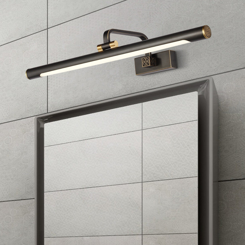 Tubuläre LED -Waschtischspiegel Licht traditionelle schwarze Metallverstellbares Beleuchtung