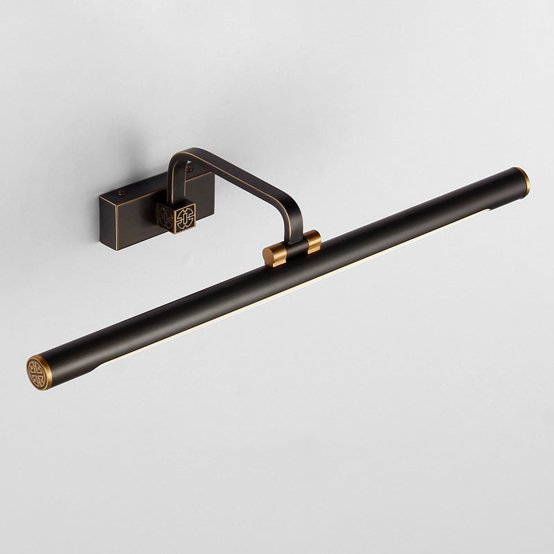 Tubuläre LED -Waschtischspiegel Licht traditionelle schwarze Metallverstellbares Beleuchtung