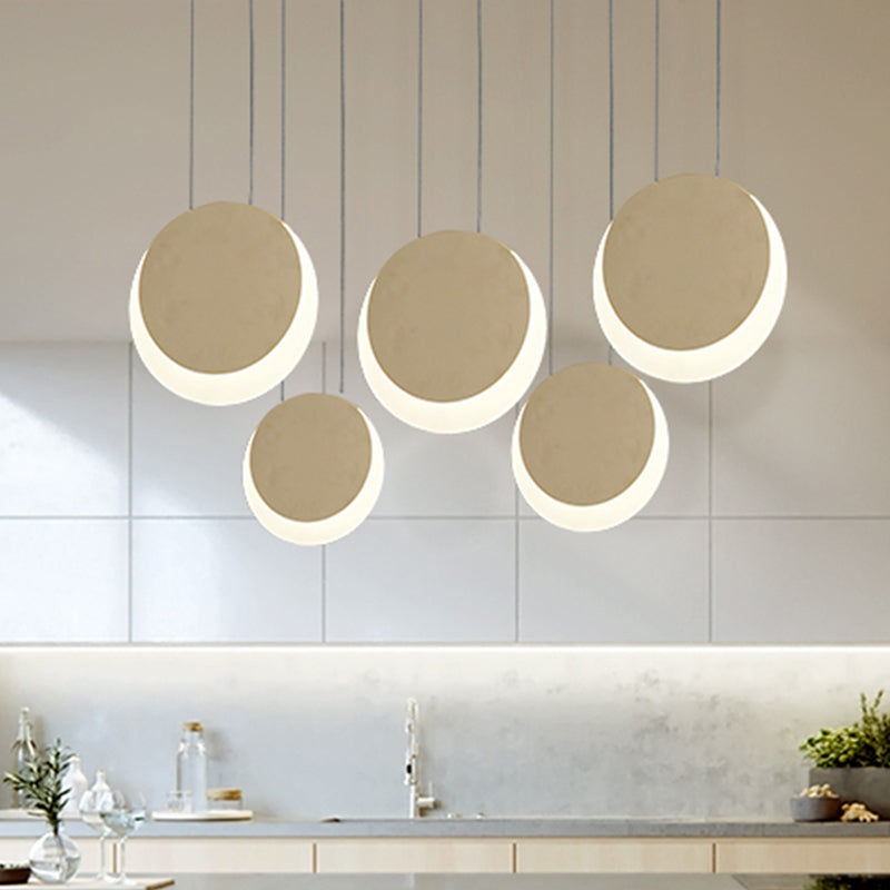 Colgante múltiple en forma de luna metal nórdico 3/4/5 luces blanca clúster luz de colgante en luz cálida/blanca