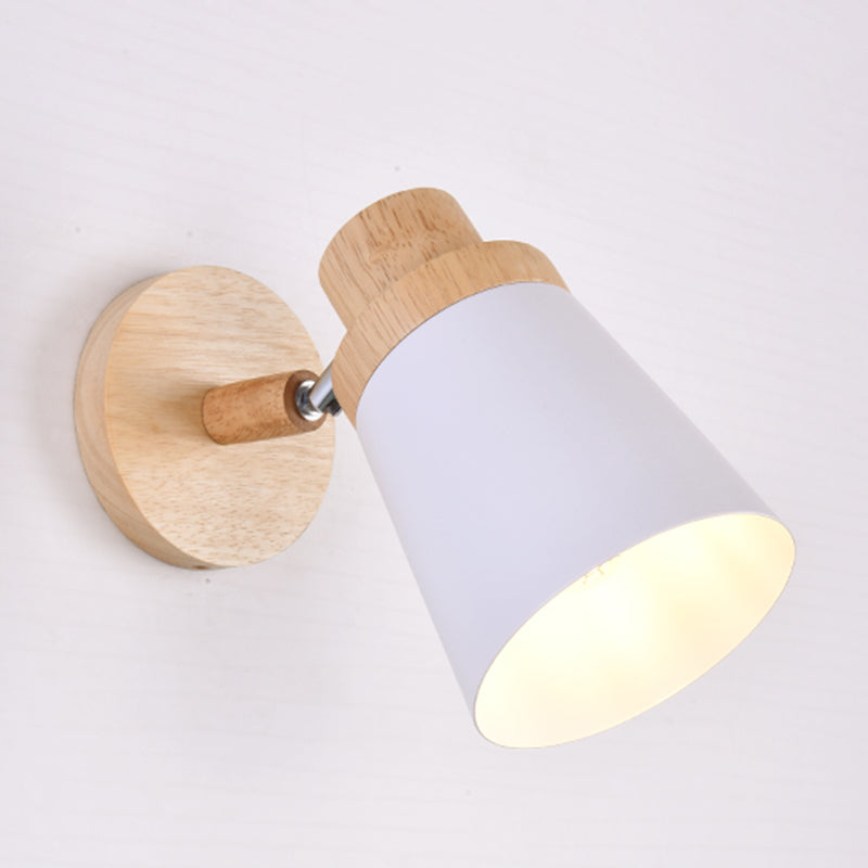 1-Bulb Bedside Reading Light Macaron Wall Light Fixture with Swivel Conical Metal Shade