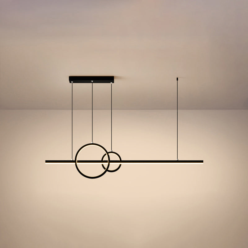 Lampe linéaire et ring île de la lampe à suspension à LED noire minimaliste pour salle à manger