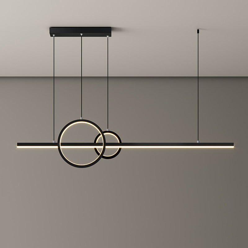 Lampe linéaire et ring île de la lampe à suspension à LED noire minimaliste pour salle à manger