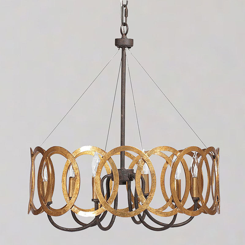 Plafonnier en métal rond Traditionnel à 6 bulbs salon de salle à manger en or