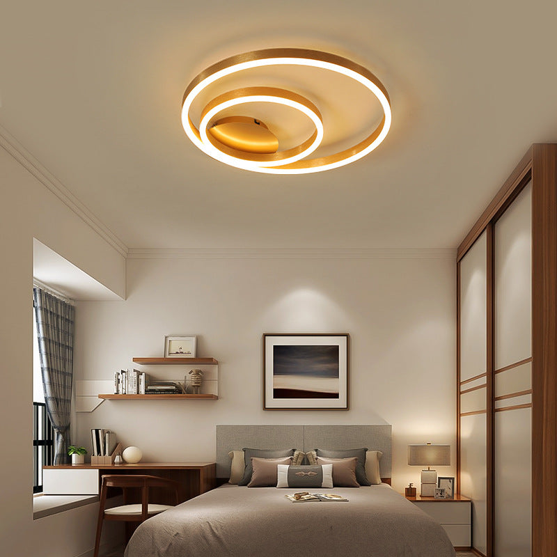 Circular Aluminum Ceiling Mounted Fixture Minimalistic Gold Flush Mount LED Light for Bedroom