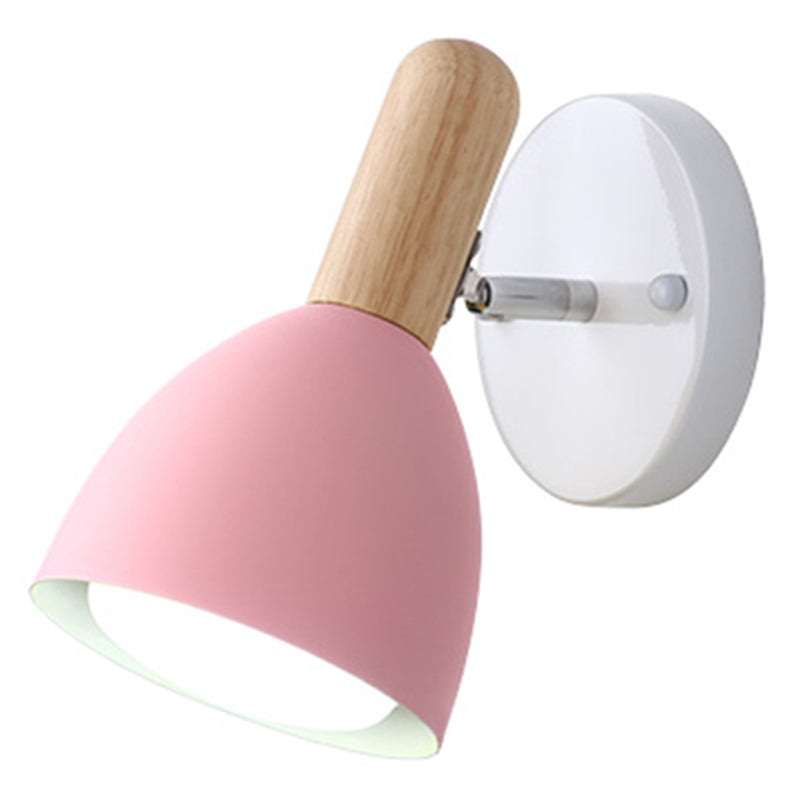 Childrens Style Bell Shaped Sconce Metal 1-Bulb Bedroom Reading Wall Lamp with Pivot Joint