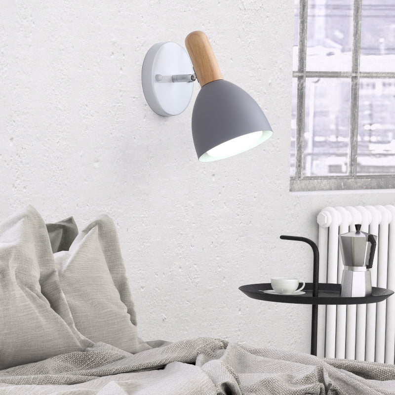 Childrens Style Bell Shaped Sconce Metal 1-Bulb Bedroom Reading Wall Lamp with Pivot Joint