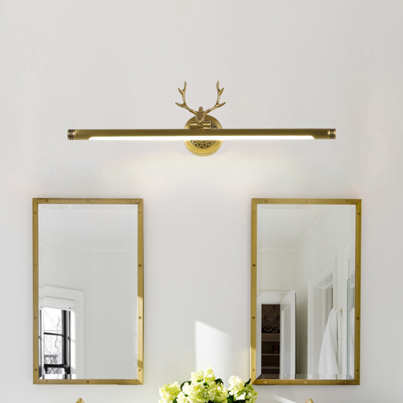 Rustikale Geweihen Wandlampe Metall Rotatable LED -Röhrchen -Waschtischleuchte für Badezimmer