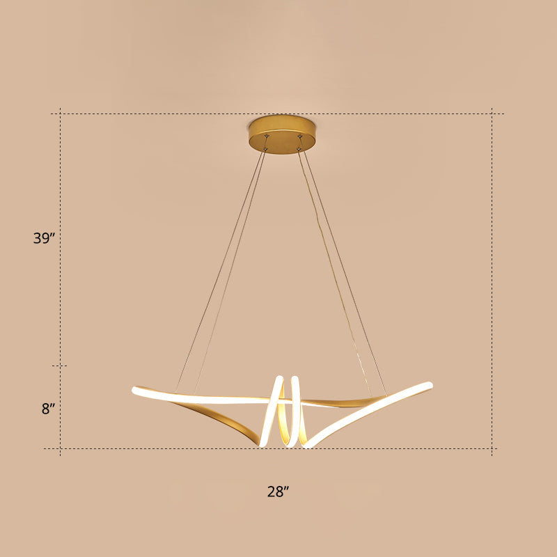 Gold Finish Twist Island Lamp Minimalism LED Metal Pendant Light Fixture for Restaurant