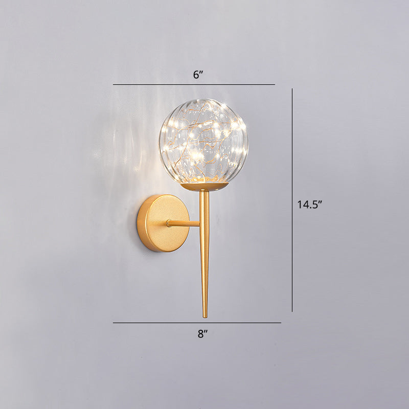 Living Room LED Sconce Lamp Nordic Starry Wall Light Fixture with Ball Glass Shade