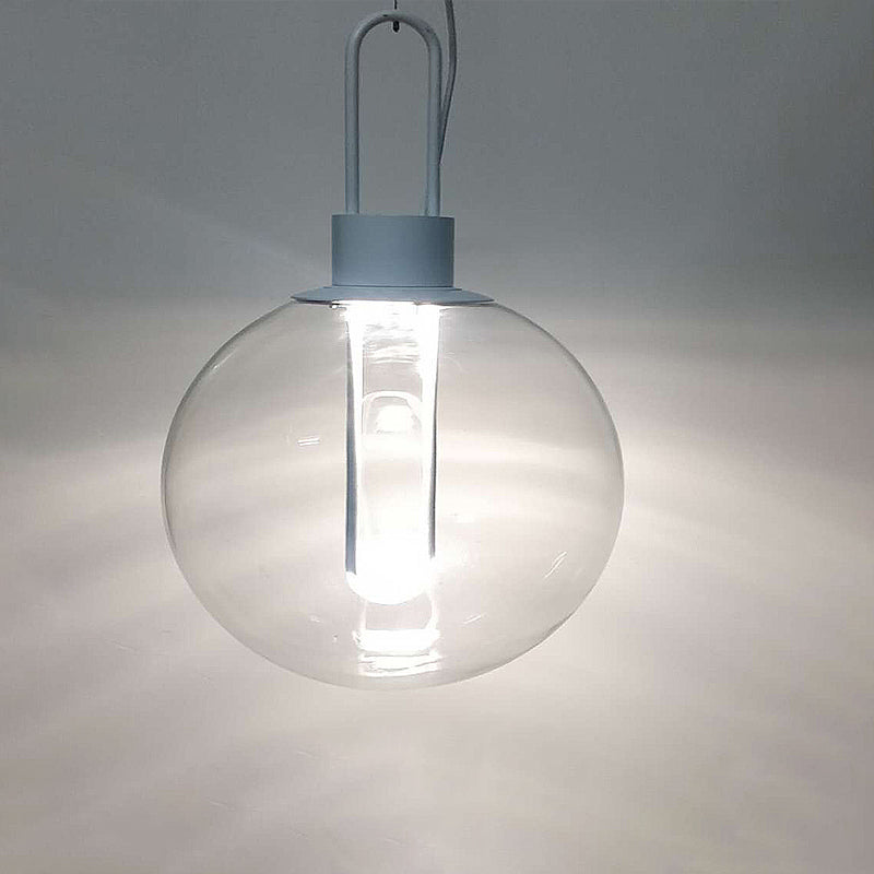 Sphere Pendant Lighting Contemporary Clear Glass 1 Light White/Black Hanging Lamp Fixture for Restaurant in White Light